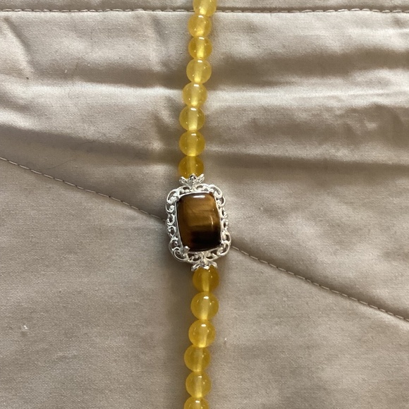 NWOT – genuine rectangular tiger’s eye & yellow quartzite beaded bracelet - Picture 5 of 10
